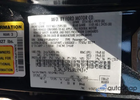 2018 Lincoln Mkz Reserve z USA, uszkodzony, nr VIN 3LN6L5F95JR609747